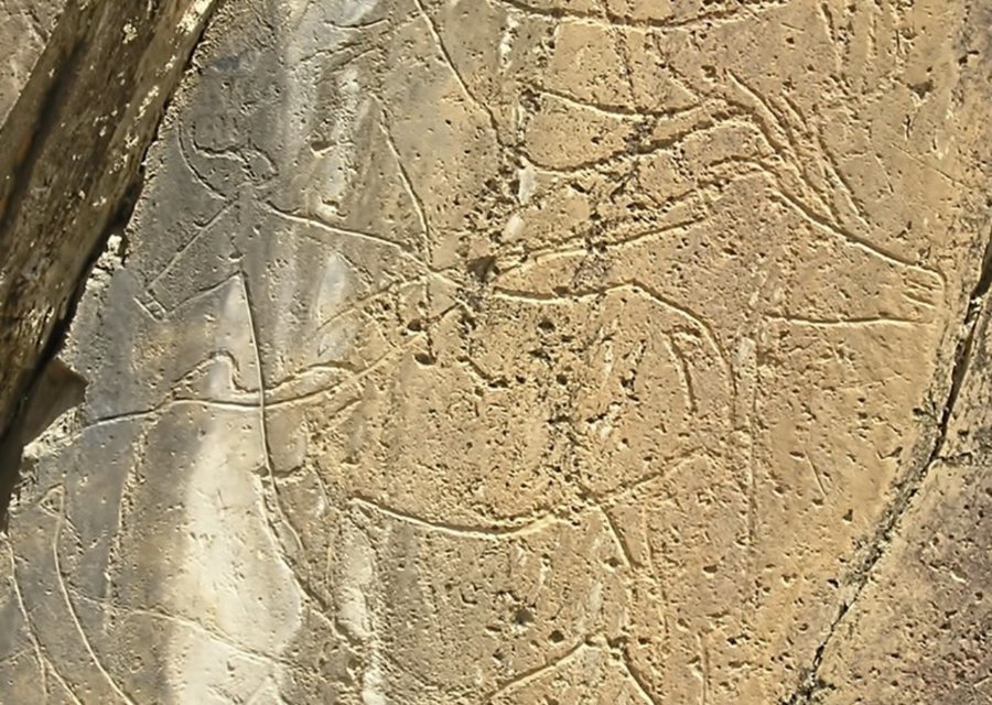 Gravuras rupestres paleolíticas em rocha de xisto no Vale do Côa