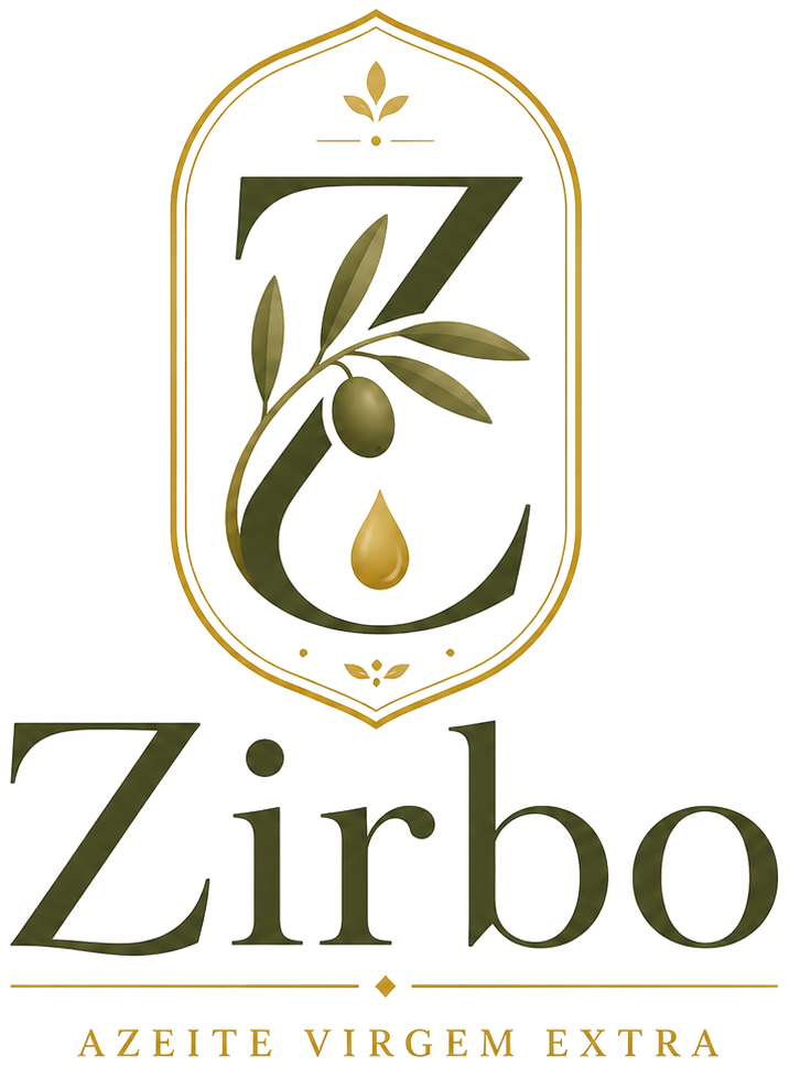 Zirbo — emblema com Z, ramo de oliveira e gota de azeite