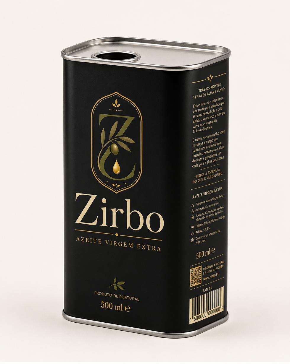 Lata de alumínio Zirbo de azeite virgem extra, 500 ml, Trás-os-Montes